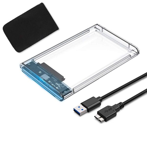 YFFSFDC USB3.0 2.5 Inch HDD/SSD Case, USB 3.0 Connection, SATA III External Hard Drive, 5Gbps, High Speed Data Transfer, UASP Compatible, Transparent Series, Portable SSD Drive Case, SATA USB