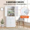 72" Kitchen Pantry Storage Tall Cabinet 4 Doors 3 Adjustable Shelves