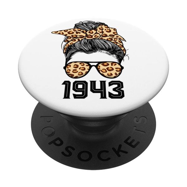 Limited Edition Leopard Messy Bun Awesome Since 1943 PopSockets Swappable PopGrip