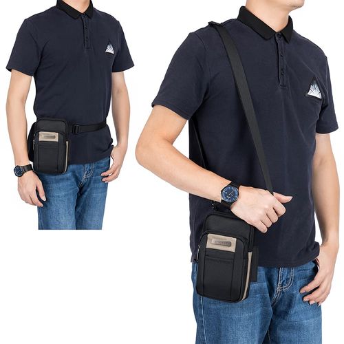SPAHER Small Men Side Bag Shoulder Bag Outdoor Sports Hiking Waist Pack Crossbody Tactical MOLLE EDC Cellphone Pouch Belt Bum Bag Business Fanny Pack Hip Bag Messenger Sling Bag Travel Gym Bag