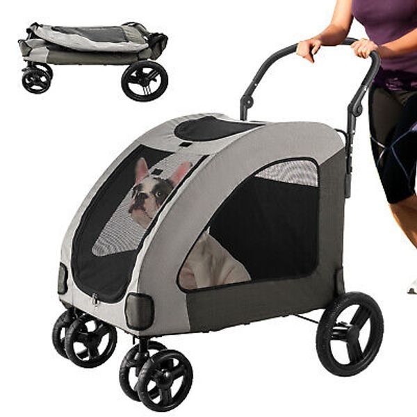 XXL Large Dog Stroller Outdoor Pet Jogger Stroller with Easily Walk in/Out Doors