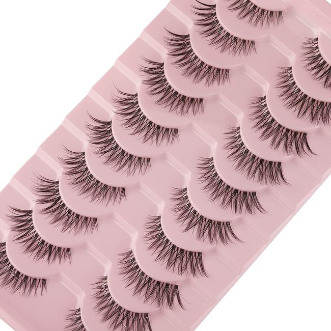 False Eyelashes Natural Lahes Wispy Clear Band 15MM Cat Eye Lashes for Small Eye