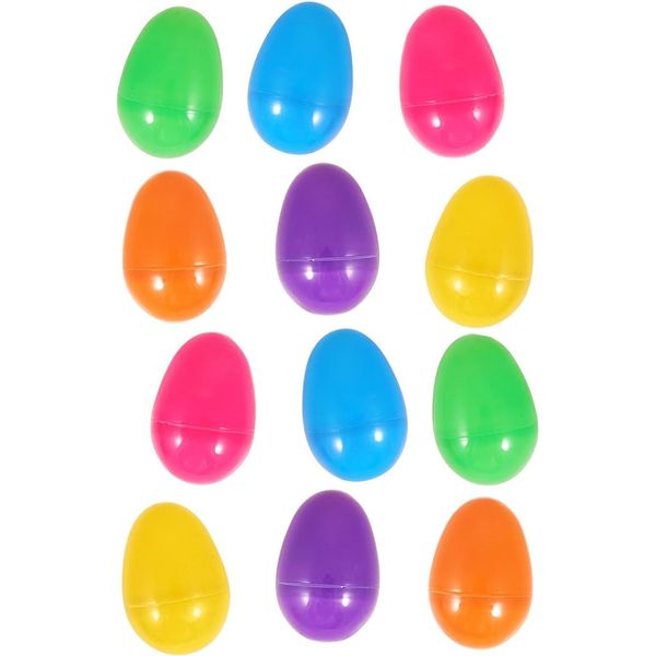 Pack of 12 Colourful Plastic Filler Eggs for Easter Egg Hunt (Multicolour)