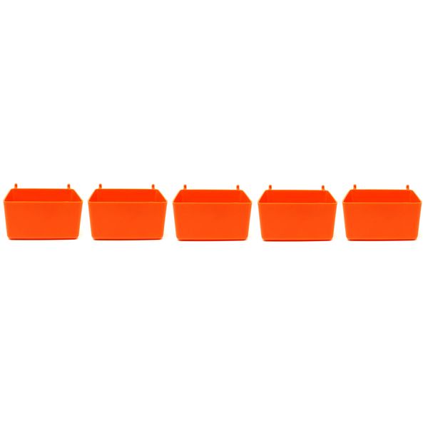 JSP Manufacturing Small Plastic Orange Pegboard Storage/Part Bins (5)