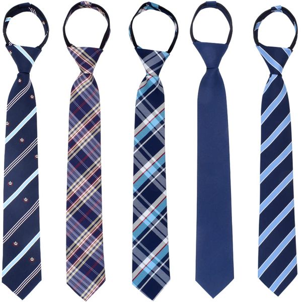 5 Pcs Zipper Ties for Boys, Adjustable Zipper Skinny necktie Clip on Slim Ties for boys (Set1)