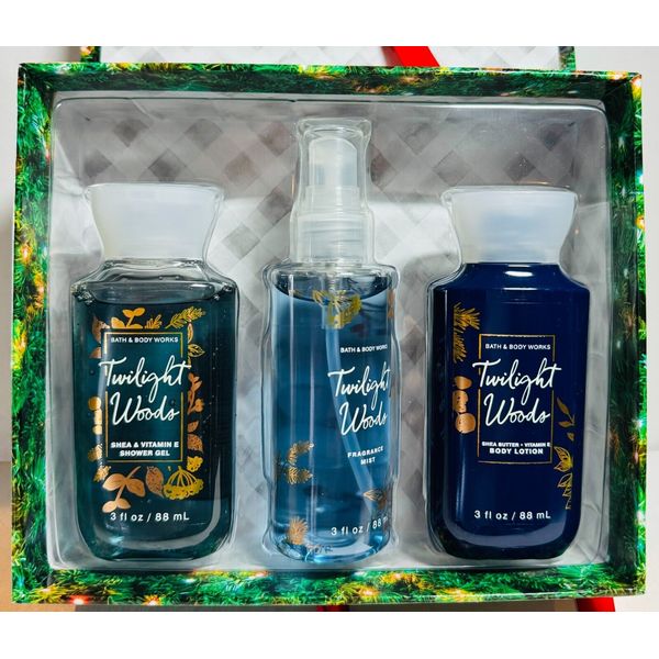 $$$AVE ~ TWILIGHT WOODS ~ 4PC GIFT BOXED TRAVEL GIFT SET ~ Bath & Body Works