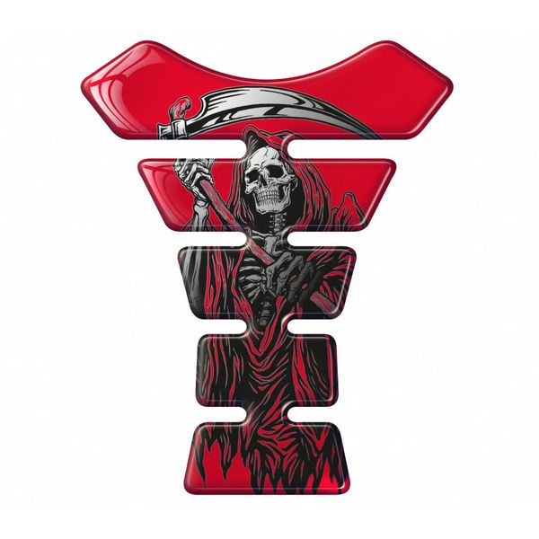 Grim Reaper Deep Red 3D Gel Domed Motorcycle Tank Pad