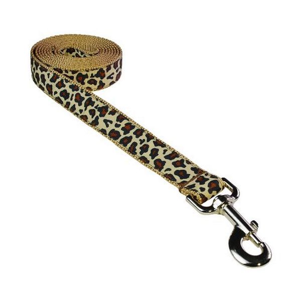 Small Natural Leopard Dog Leash: 3/4" Wide, 4ft Length - Made in USA.