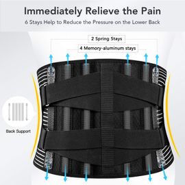  Freetoo Back Braces for Lower Back Pain Relief with 6 Stays,  Breathable Back Support Belt for Men/Women for work, Anti-skid lumbar  support belt with 16-hole Mesh for sciatica,plus size(XXL) : Health