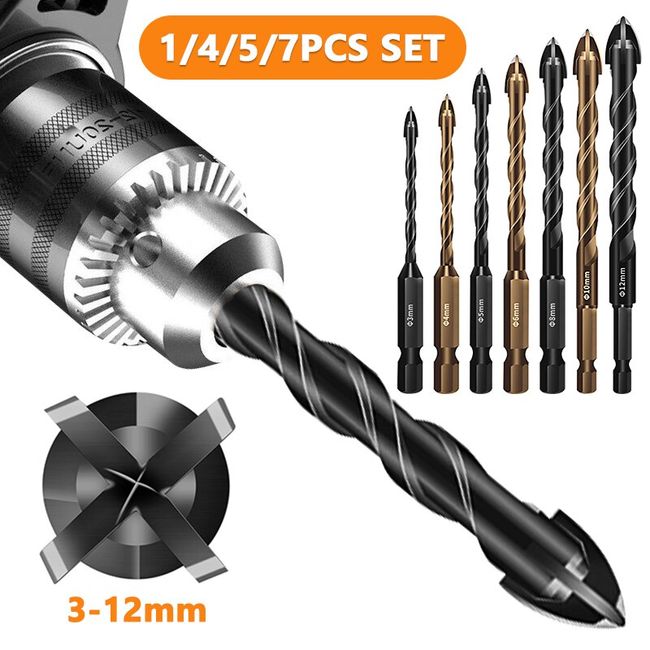 3-12mm Cross Hex Tile Drill Bits Set for Wood Glass Plastic Ceramic  Concrete Hole Opener Brick Hard Alloy Triangle Bit Tools Kit