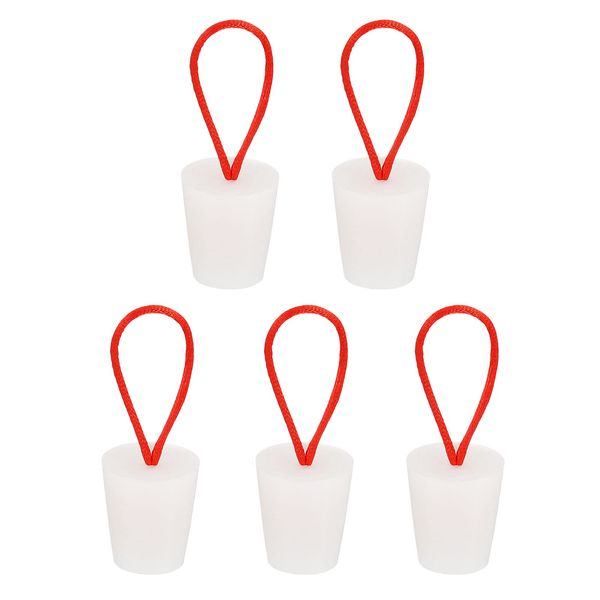 uxcell Silicone Rubber Taper Plug with Handle for Test Tube Water Pipe Drain Drain 17mm - 23mm Solid Bang Stopper White 5pcs