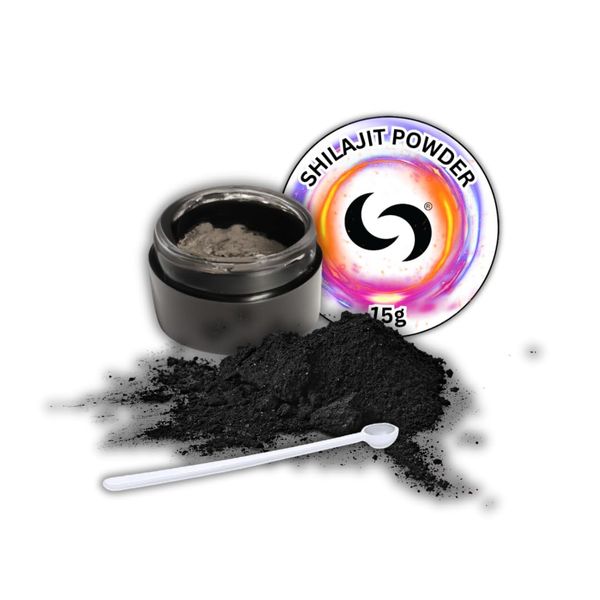 Shilajit Resin Powder 15g. Up to 100 Servings with 150mg Measuring Spoon. Potent & Pure Himalayan Mountain Silajit Powder, Rich in Organic Fulvic & Humic Minerals. Water Soluable.