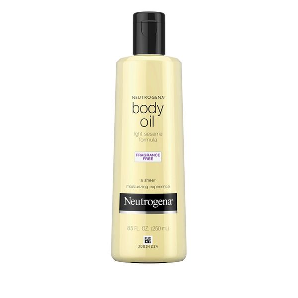 Neutrogena Fragrance-Free Body Oil Light Sesame Formula, Dry Skin Moisturizer & Hydrating Body Massage Oil, for Radiant & Healthy Glow, Nourishing After Shower & Bath Oil, 8.5 fl. oz