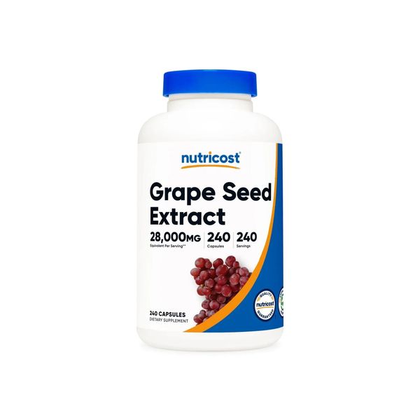 Nutricost Grape Seed Extract 28,000 MG 240 Caps Non-GMO and GF - EXP 09/2026