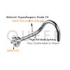 OUFER Titanium Nose Ring G23 Solid Titanium Nose Stud 20G Screw Nose Stud 2mm Clear CZ