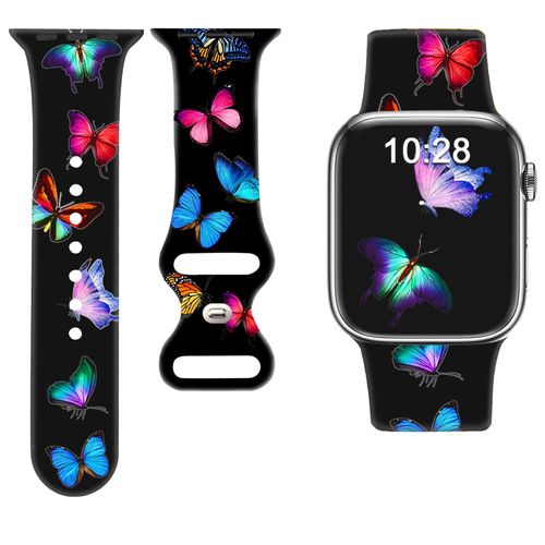 Brigtlaiff iWatch Bands Compatible With Apple Watch Band 38mm 40mm 41mm for Women Men Girls, Soft Silicone Sport Strap Replacement Wristband for iWatch 8/7/6/5/4/3/2/1/SE, Butterfly