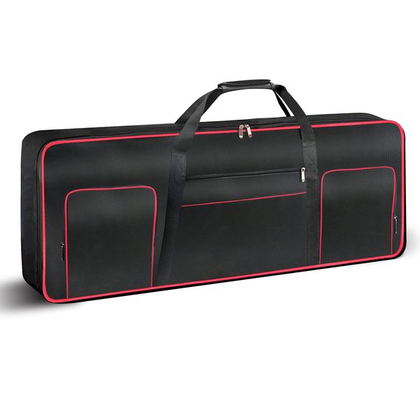 Ruibo Gigbag für 61 Tasten, tragbar, langlebig, wasserdicht, 600D Oxford-Tuch mit 10 mm Baumwoll-Polstertasche, 101,6 x 40,6 x 15,2 cm, Schwarz + Rot