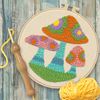 Dimensions 72-76394 Mushrooms Punch Needle Kit for Beginners, 8" Diameter, Multicolor, 7pcs
