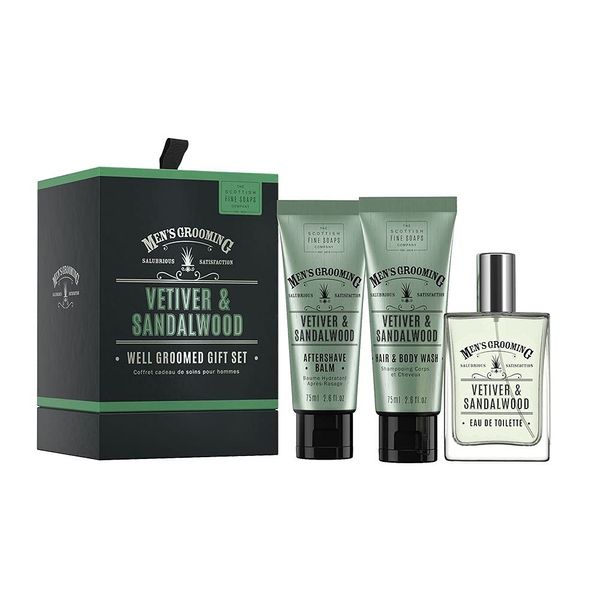 Men's Grooming by The Scottish Fine Soaps Company Vetiver & Sandalwood Well Groomed Gift Set