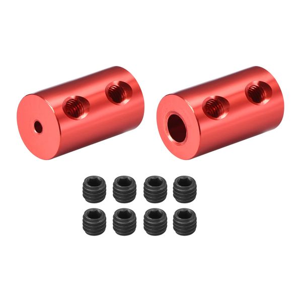 DMiotech 2pcs 2-6mm Bore L20XD12 Rigid Coupling Shaft Coupling Joint Connector with Screws Aluminum Alloy Motor Shaft Connector for 3D Printer Red