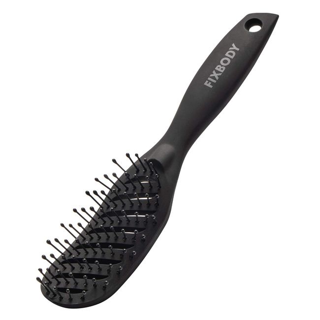 FIXBODY Curved Vent Hair Brush for Blow Drying, Styling and Solon, Detangling Hair Brush for Short Thick Tangles Hair, Both Men and Women, Black