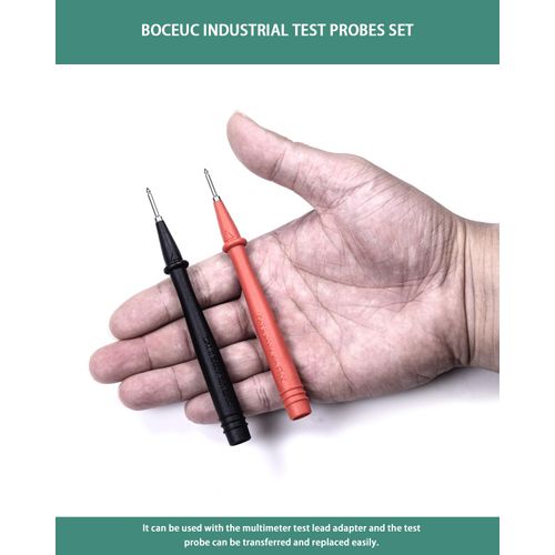 BOCEUC Test Probe with Stainless Steel Tip, 1000V Voltage, 10A Current, 2mm Tip Diameter for Multimeter Fluke Test Leads