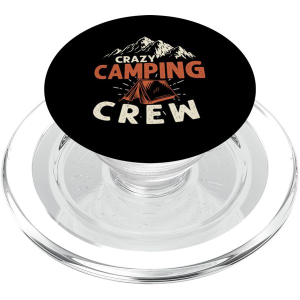 Crazy Camping Crew Tent And Mountains Design PopSockets PopGrip for MagSafe