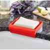 Hutzler Draining Soap and Sponge Tray, Red 5.25" x 4"