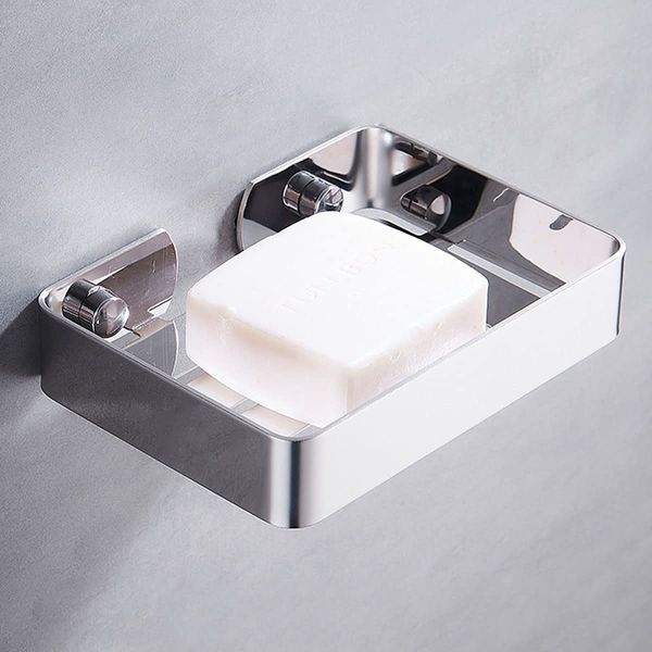 Melairy Soap Dish Holder for Bathroom Shower 304 Stainless Steel Soap Holder Saver Tray Wall Mounted Sponge Holder Chrome