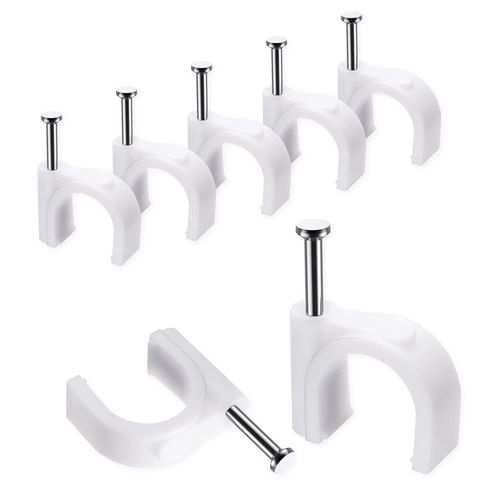 Cable Clips, 10 mm 100 Pcs Nail Clips Strong Durable White Round Cable Tacks, Wall Wire Tidy Holder Clip Management Cable Pins