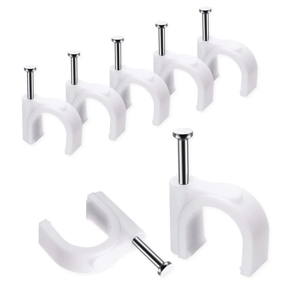 Cable Clips, 10 mm 100 Pcs Nail Clips Strong Durable White Round Cable Tacks, Wall Wire Tidy Holder Clip Management Cable Pins