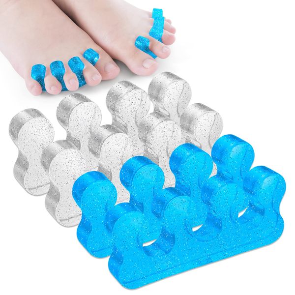 Molain 4 Pack Silicone Toe Separator for Feet, Gel Nail Polish Toe Spacers for Men and Women, Straighteners and Correctors for Overlapping Toes, Bunions, Hammer Toe, Foot Pain Relief