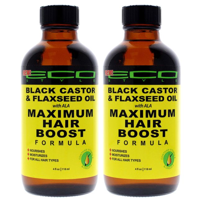 Eco Style Maximum Hair Growth Oil - Black Castor And Flaxseed - 4 oz - Pack of 2