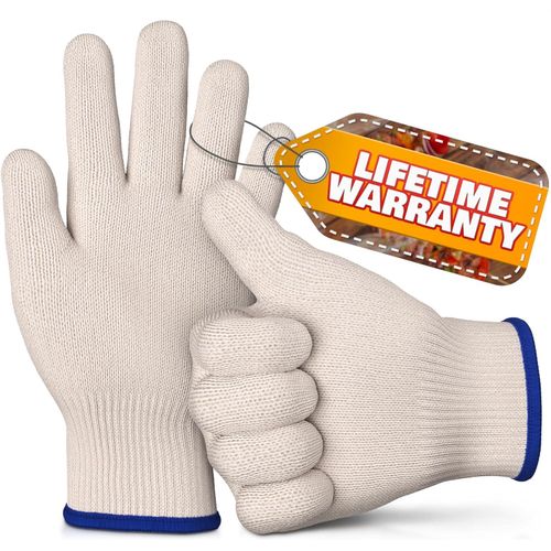 Heat Resistant Gloves for Grilling & Baking - Comfortable Aramid Oven Gloves with Fingers, Thick Knit Design up to 932°F - Ensures Hand Protection and Secure Grip for Handling Hot Pans and Dishes