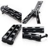 Moon Boat 2PCS Butterfly Knife Trainning Practice Comb Unsharpened Blade Black Silver