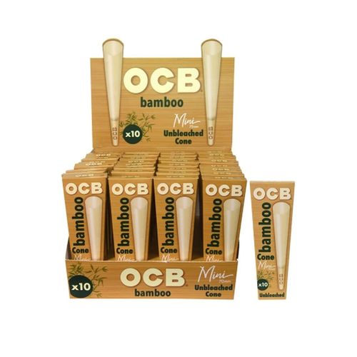 OCB Bamboo Cones - Unbleached Mini Size (70mm) - 3 Packs (30 Cones)