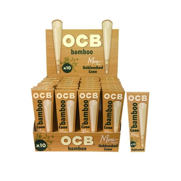 OCB Bamboo Cones - Unbleached Mini Size (70mm) - 3 Packs (30 Cones)