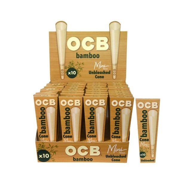 OCB Bamboo Cones - Unbleached Mini Size (70mm) - 3 Packs (30 Cones)