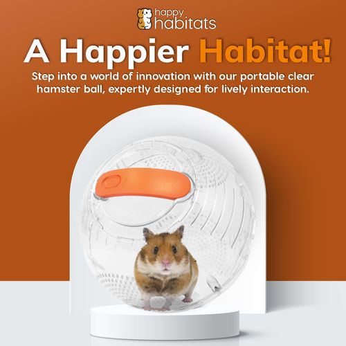 Happy Habitats 7” Roam Clear Hamster Ball - Unique Dwarf Hamster Ball & Small Animal Exercise Ball – Safe Pet Exercise Ball - Breathable for Pet Care