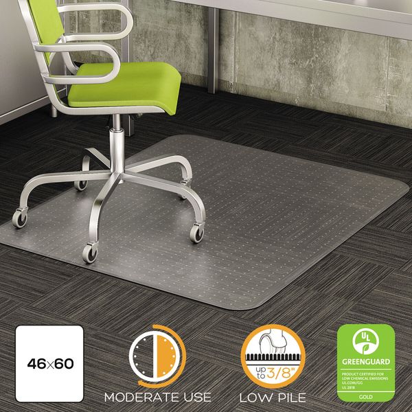 Deflecto DuraMat Moderate Use Chair Mat for Low Pile Carpet Beveled 46 x 60