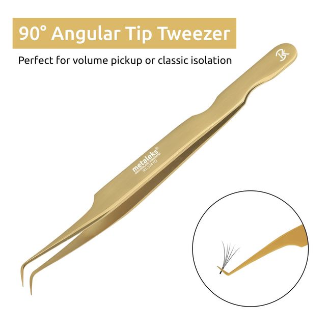 Golden 90 Angle Eyelash Extension Tweezers