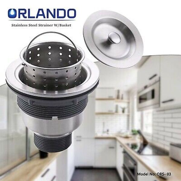 304 Stainless Steel Kitchen/Bar Strainer W/Filter Basket Drain Head Stopper New