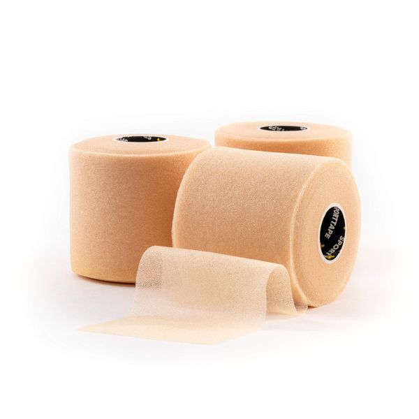 3 Rolls - SPORTTAPE Soft Foam Underwrap - Beige - 7cm x 27m | Pre Wrap Sports Tape - Thin, Non-Adhesive, Hypoallergenic, Protective Foam Wrap | Football Hair Band & Shin Guard Tape