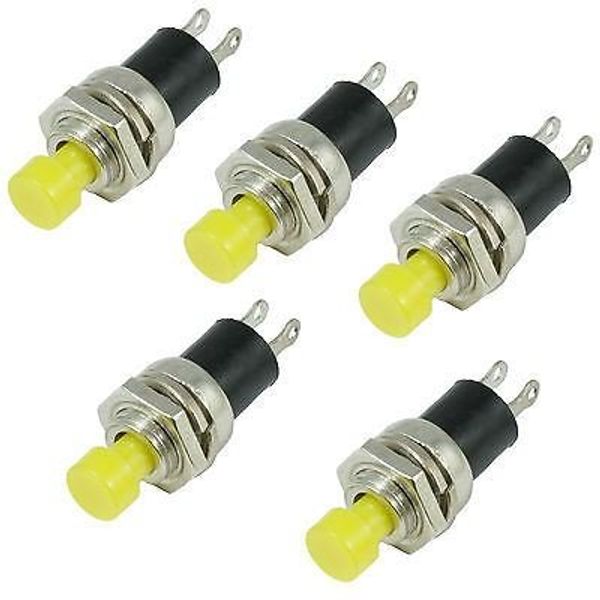 5 x Yellow Off(On) Miniature Momentary Push to Make Switch Mini SPST
