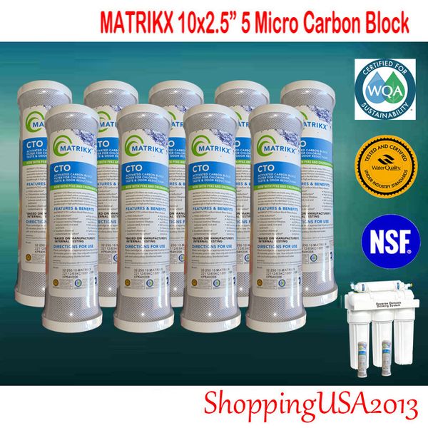 9 X Matrikx CTO Active Carbon Block 5 Micron 5M Pre Filter Ro Coconut Shell 