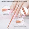 Cuticle Pusher Set Stainless Steel Double Ended Nail Gel Polish Remover Triangle Cuticle Peeler Scraper Manicure Tools for Fingernails and Toenails 3 Pieces (Rose Gold)