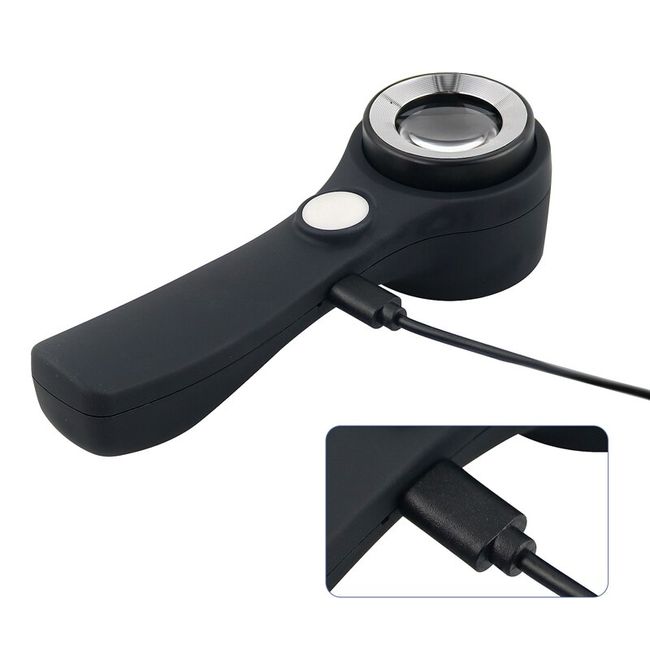 Handheld 30X Magnifier Black Color Jewelry Magnifying Glass K9