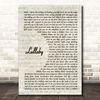Fingerprint Designs Lullaby Vintage Script Song Lyric Print