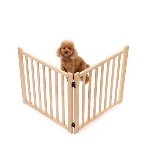 Wooden Freestanding Dog Gates for The House,Dog Gates for Doorways, Stairs,Wo...