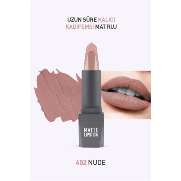 402 Nude Mat Ruj - Kuruma Yapmayan Pürüzsüz Dokunuş Ve Kadifemsi Etki - Matte Lipstick